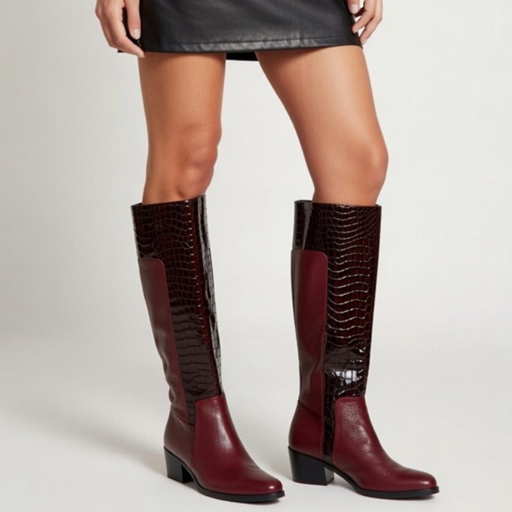 FELMINI Red Genuine Leather Riding Boots